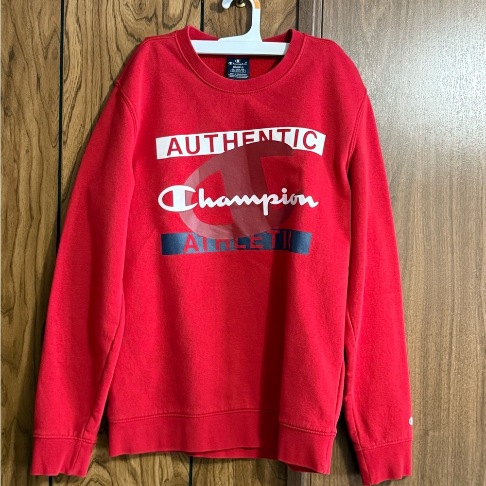 Champion Authentic Red Crewneck Sweater